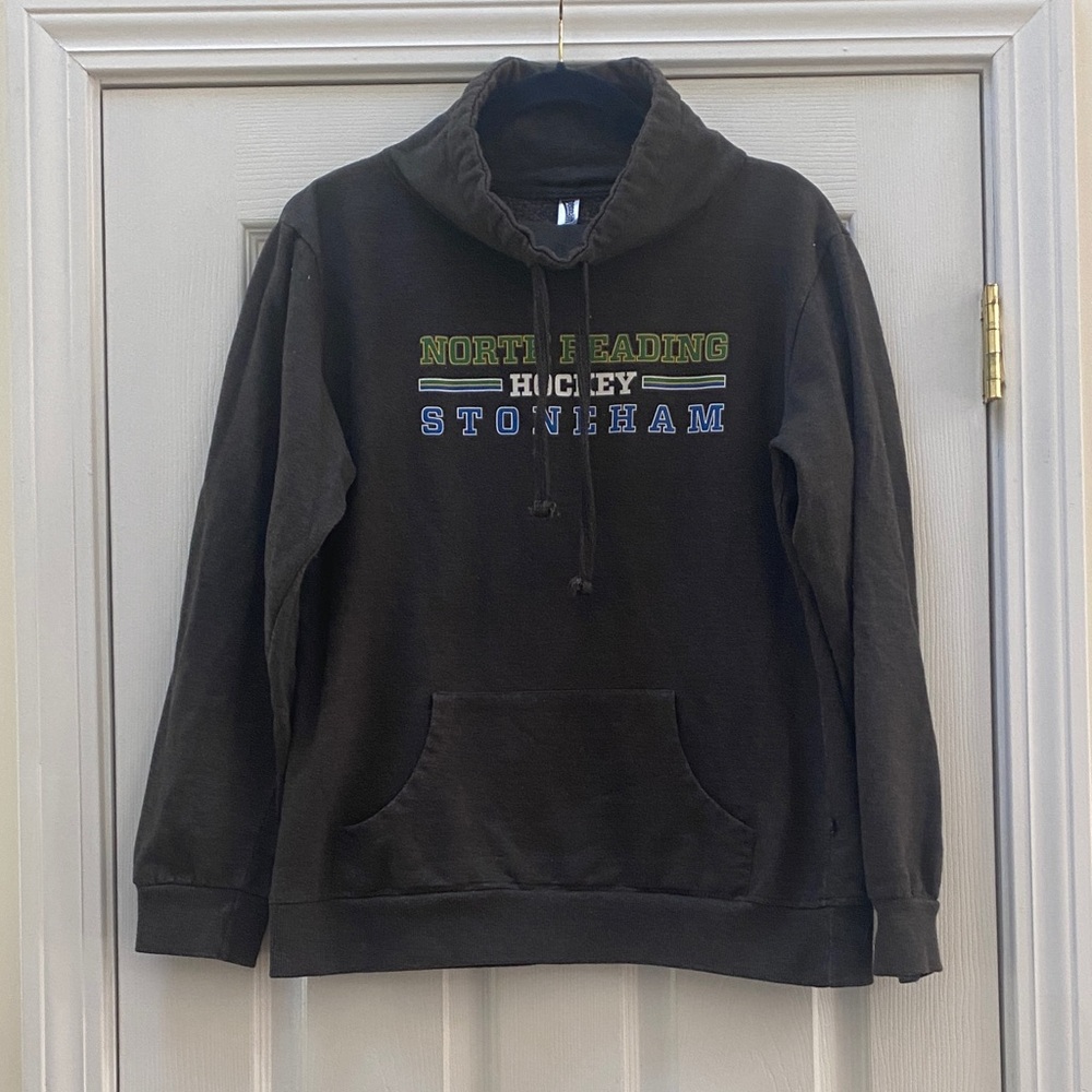Black Hockey Hoodie with Graphic Print, Size Youth X-Large